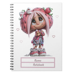 Carnet personnalisé de fraise mignonne