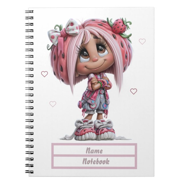 Carnet personnalisé de fraise mignonne (Devant)