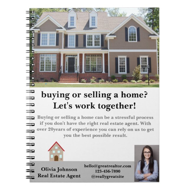 Carnet personnalisé de l'agent immobilier moderne (Devant)