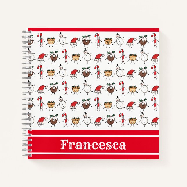 Carnet Personnalisé des personnages de Noël mignon (Devant)