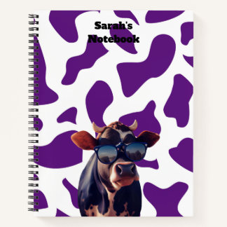 Carnet personnalisé d'impression de vache violette