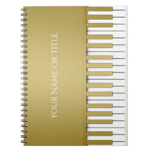 Carnet personnalisé d'or de clavier de piano