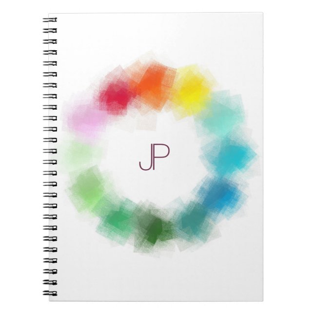 Carnet Personnalisé Élégant couleur Modèle monogramme (Devant)