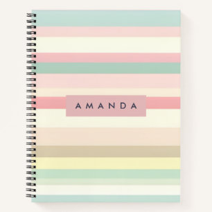 Carnet Personnalisé Élégant Pastel Macaron Rayure