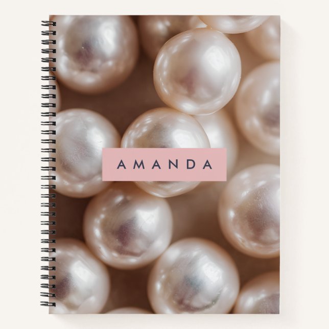 Carnet Personnalisé Elégant Perle douce Style Chic (Devant)