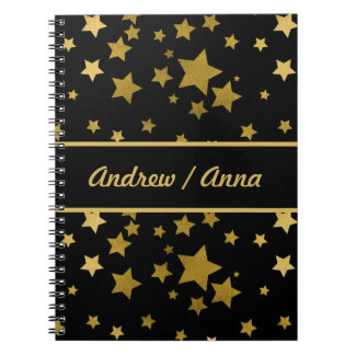 Carnet Personnalisé Étoile Noire & Or Luxueuse