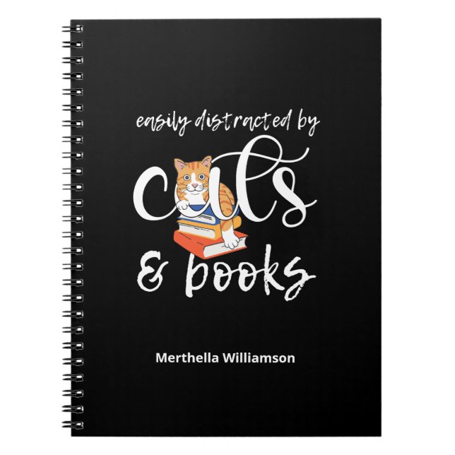 Carnet Personnalisé FACILEMENT DISTRAIT PAR DES CHATS ET  (Devant)