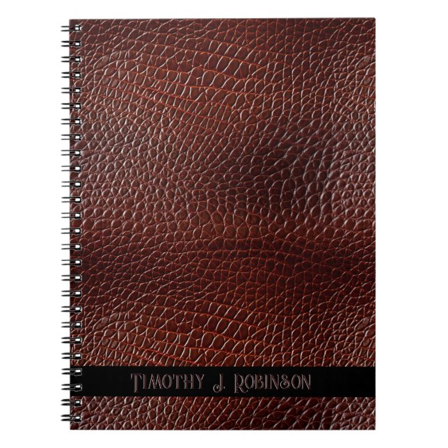 Carnet Personnalisé Faux Cuir Brown Embossé (Devant)