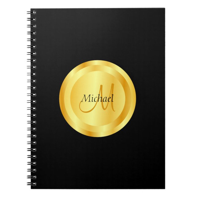 Carnet Personnalisé Faux Gold Élégant Modèle Monogramme (Devant)
