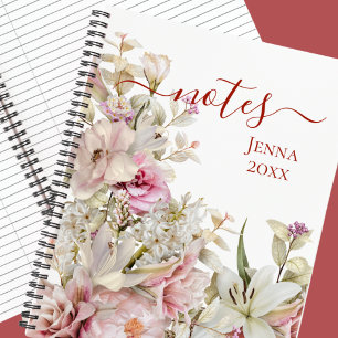 Carnet PERSONNALISÉ FÉMININ FLEURI ROSE