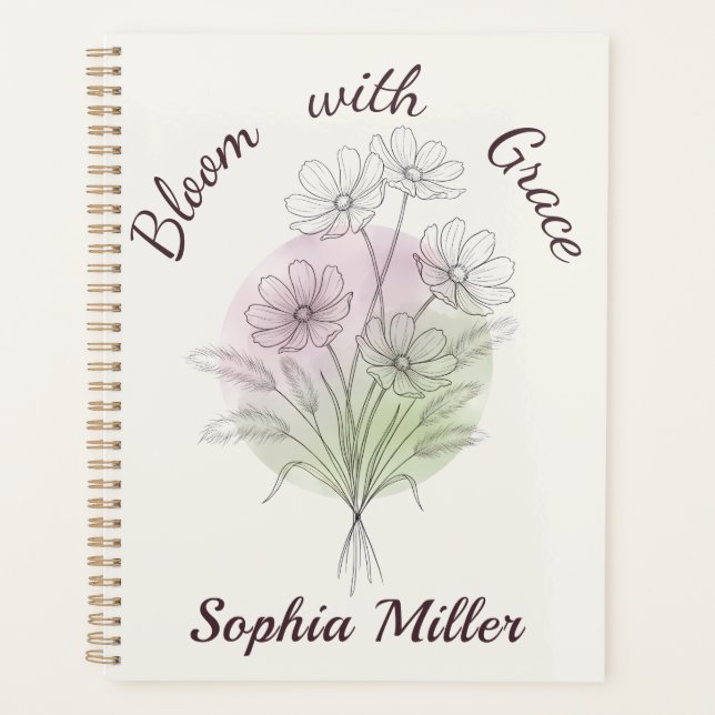 Carnet personnalisé Fleur de Cosmos botanique nom  (Devant)