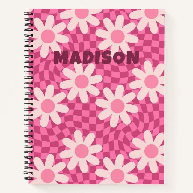 Carnet personnalisé Fleur de Daisy Rose Groovy Rét (Devant)
