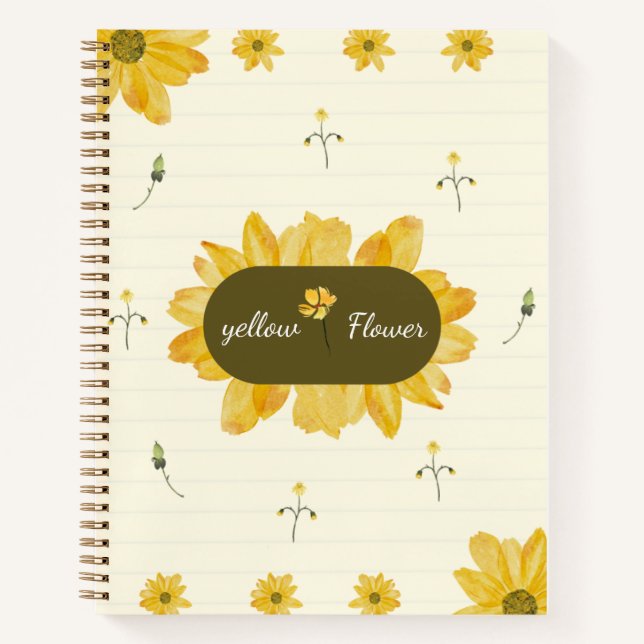 Carnet Personnalisé Fleur Jaune (Devant)