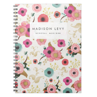 Carnet personnalisé floral de journal d'aquarelle