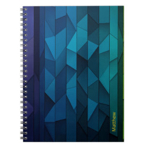 Carnet Personnalisé Géométrique Bleu et Motif Turquoise