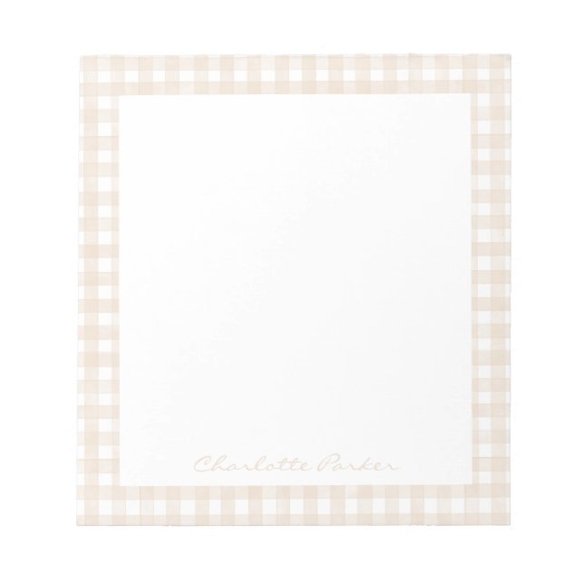 Carnet personnalisé gingham beige (Devant)