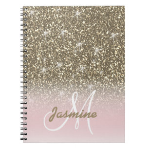 Carnet Personnalisé Girly Pink Gold Parties scintillant S