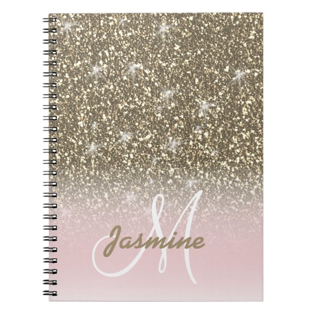 Carnet Personnalisé Girly Pink Gold Parties scintillant S (Devant)