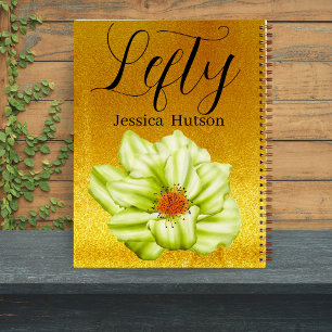 Carnet Personnalisé Gold à gauche Nom Floral Filles Cadea