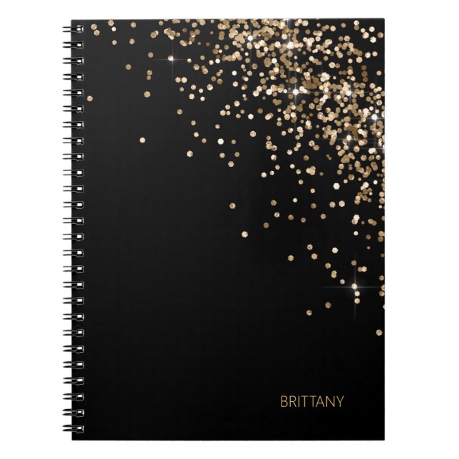 Carnet personnalisé Gold Black Confetti (Devant)