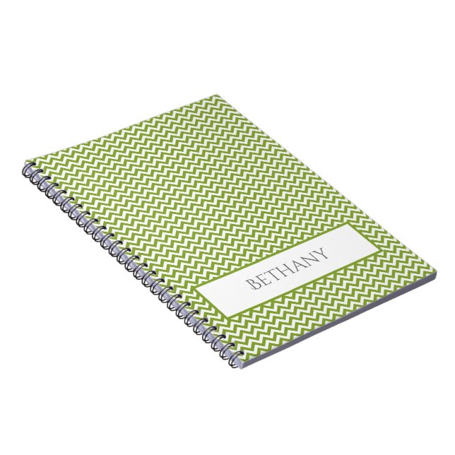 Carnet personnalisé Green Simple Chevron (Côté Droit)