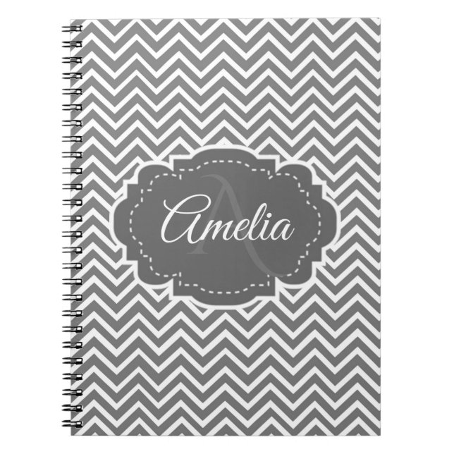 Carnet personnalisé Grey Chevron (Devant)
