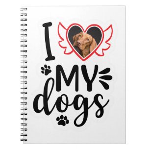 Carnet Personnalisé J'aime mon chien photo T-shirt