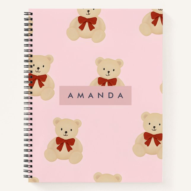 Carnet Personnalisé Kawaii Teddy Bear Motif (Devant)