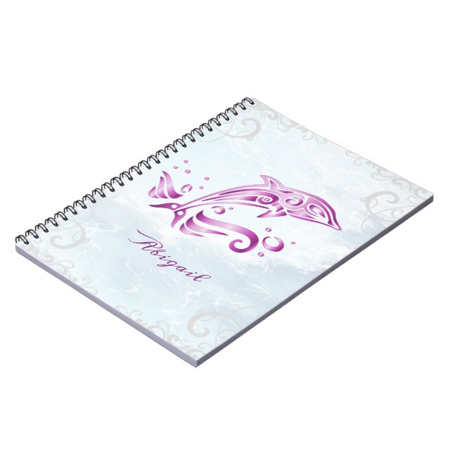 Carnet personnalisé Magenta Dolphin (Côté gauche)
