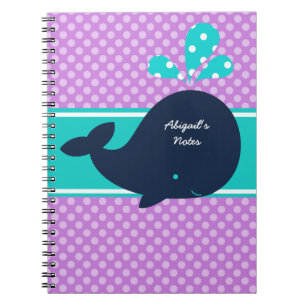 Carnet personnalisé Marine Blue Whale on Dots