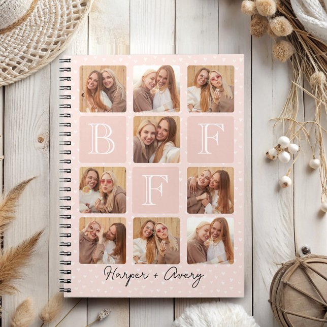 Carnet Personnalisé Meilleur Amis Forever 9 Collage photo (Celebrate your unbreakable bond with this "Best Friends Forever" photo notebook! )