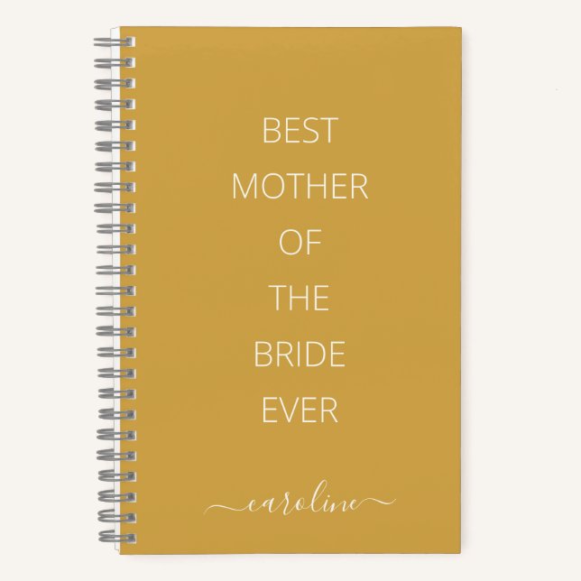 Carnet Personnalisé Meilleure mère de la mariée Jaune mod (Recto)