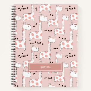 Carnet Personnalisé mignon animal rose Giraffe Motif
