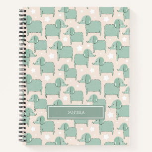 Carnet Personnalisé mignon animal vert éléphant Motif