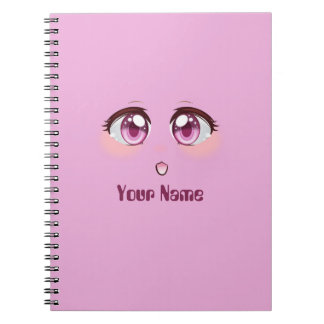 Carnet Personnalisé mignon yeux de dessin animé rose
