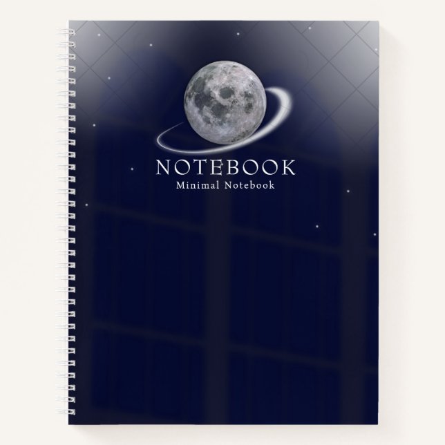 Carnet Personnalisé Minimaliste Lune Espace (Devant)