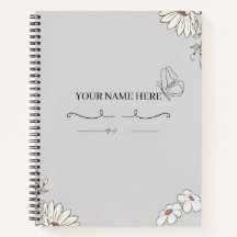 Carnet personnalisé minimaliste papillon floral