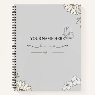 Carnet personnalisé minimaliste papillon floral