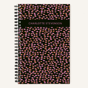 Carnet Personnalisé Moderne Abstrait pointillé rose noir