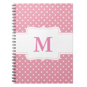 Carnet Personnalisé Monogramme Pois rose et blanc