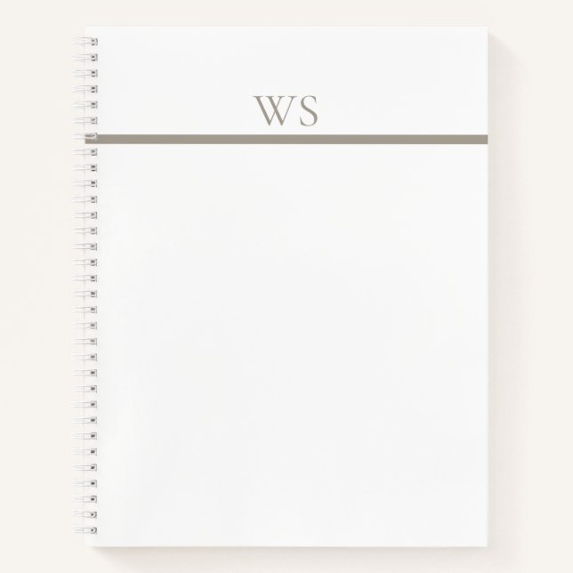 Carnet personnalisé monogramme Taupe Bar (Devant)