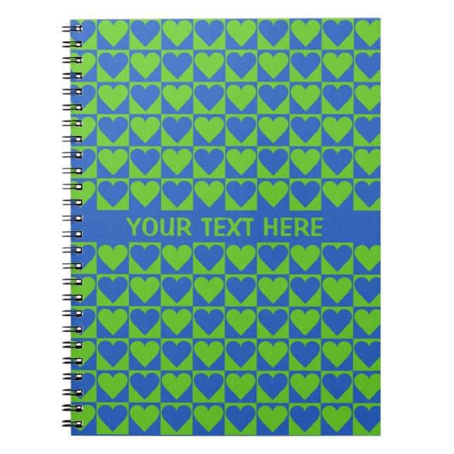 Carnet personnalisé Motif Blue / Lime Heart (Devant)