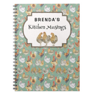 carnet personnalisé motif de poules vintages