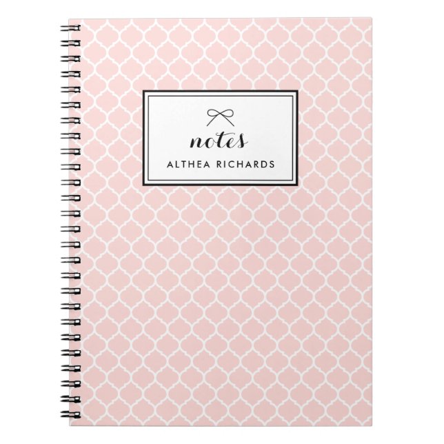 Carnet personnalisé Motif de Quatrefoil rose (Devant)