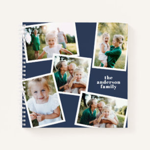 Carnet Personnalisé multi photo bleu élégant moderne
