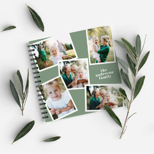 Carnet Personnalisé multi photo sauge vert élégant modern