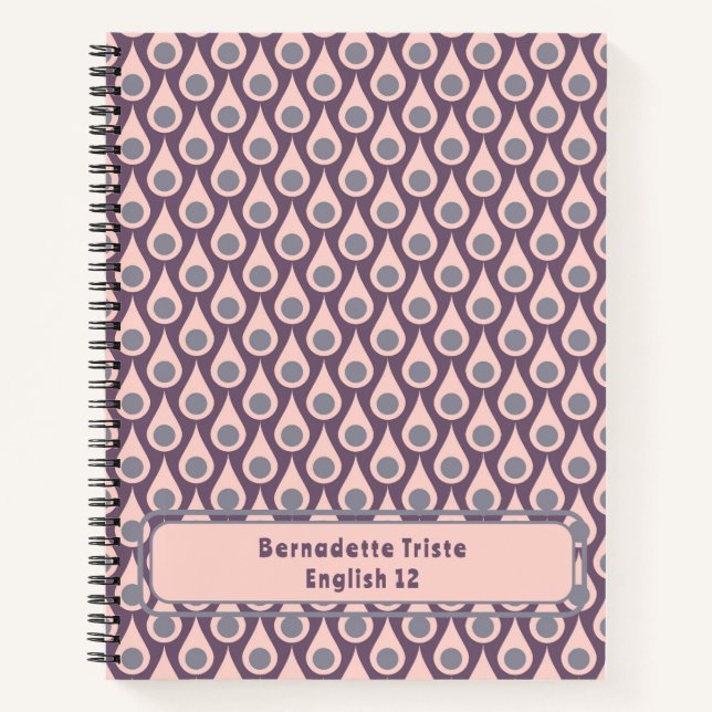 Carnet Personnalisé Nom Moyen-siècle moderne rose pourpre (Devant)