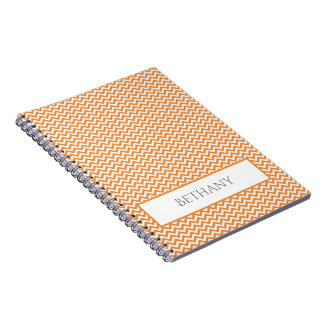 Carnet personnalisé Orange Simple Chevron