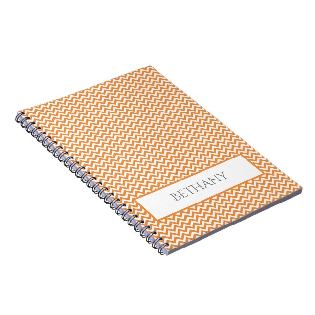 Carnet personnalisé Orange Simple Chevron (Côté Droit)
