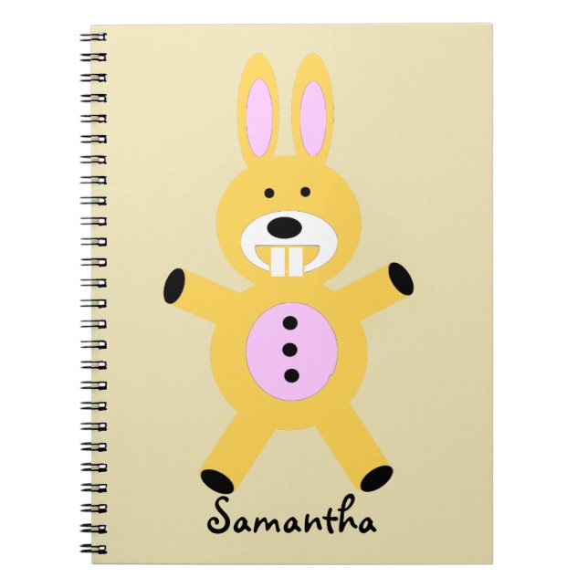 Carnet personnalisé par lapin jaune mignon (Devant)